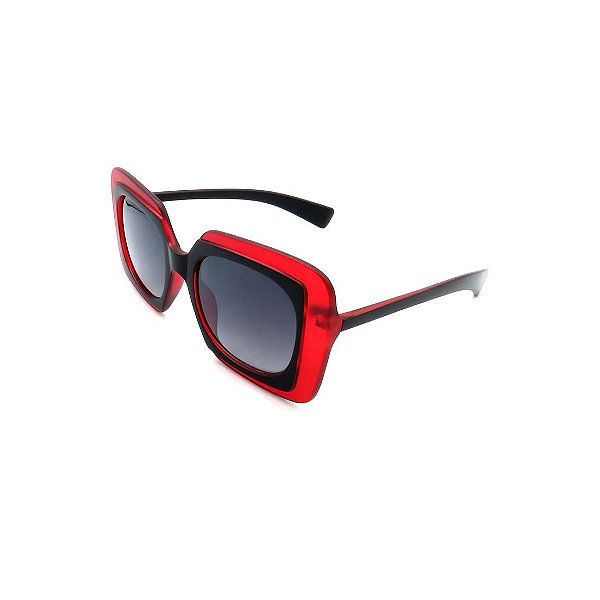 Óculos Solar Prorider Retrô Vermelho e Preto Com Lente Degradê Fumê - S3738-51