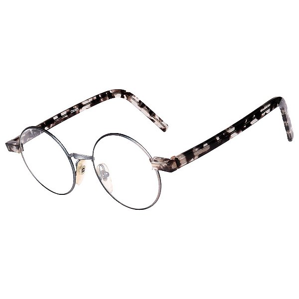 Óculos Receituário Robert La Roche Vintage  Prata, Preto e Branco Mesclado com Lentes de Apresentação - OKAPIC1