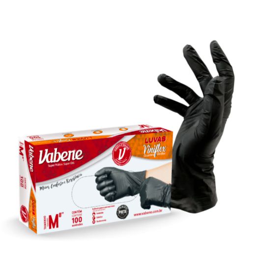 LUVA DESCARTAVEL VINIFLEX G 100UN PRETA VABENE