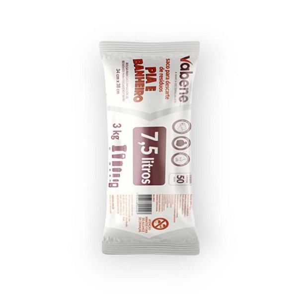 SACO LIXO PIA BANHEIRO BRANCO ROLO 50UN VABENE