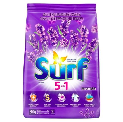 Sabão em Pó 5 em 1 Lavanda Surf Pacote 800g