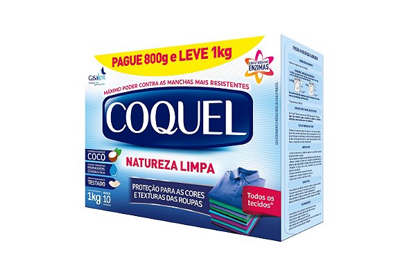 LAVA ROUPAS EM PO COQUEL NATUREZA LIMPA 800g