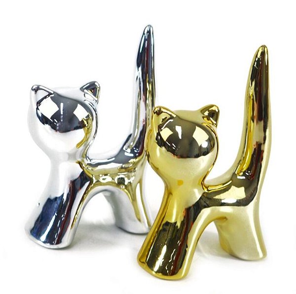 Enfeite Gato de Porcelana 11,2 cm