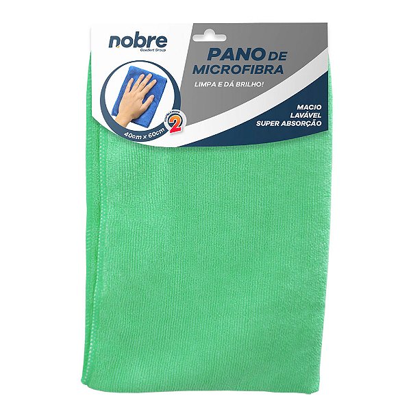 Pano de microfibra 60x80cm (pacote c/2unid.) verde - Nobre
