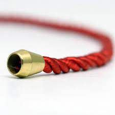 ENFEITE CORDAO CRISTAL VERMELHO C OURO