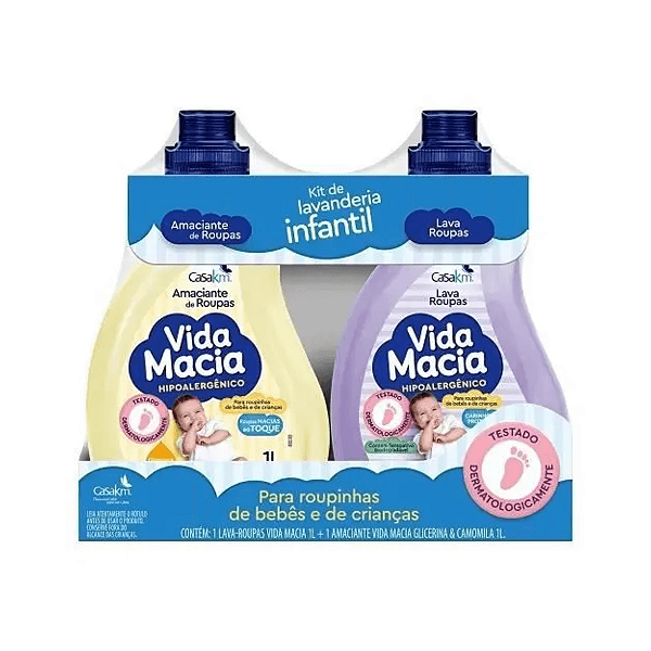 KIT VIDA MACIA LAVA ROUPAS 1L E AMACIANTE 1L