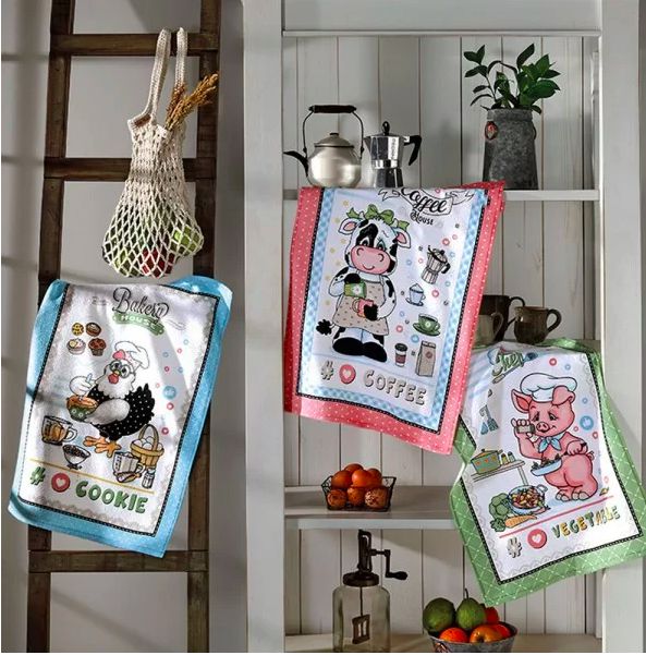 Pano de prato felpudo estampado DOHLER 45cm x 65cm - COZINHEIRO