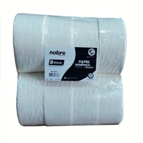 Papel higienico rolao c/ 8x8cmx300m (fardo/branco, celulose virgem) PS - Nobre