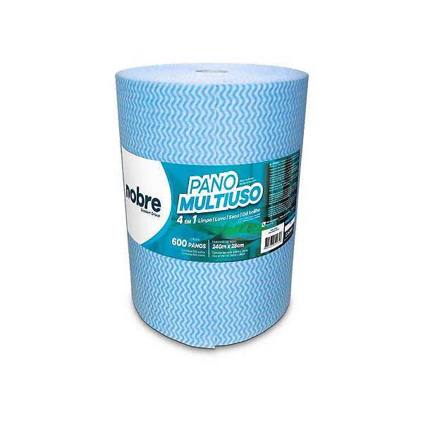 Pano multiuso Slim 28cm x 240m picotado - 600 panos - azul - Nobre