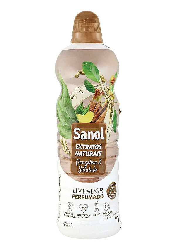 LIMPADOR PERFUMADO SANOL EXTRATOS NATURAIS GENGIBRE E SANDALO 1L
