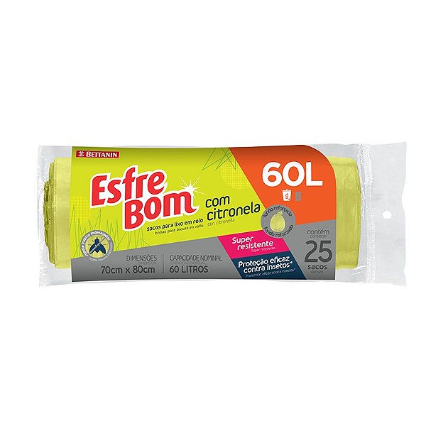 ESFREBOM SACO LIXO CITRONELA 60L 25un
