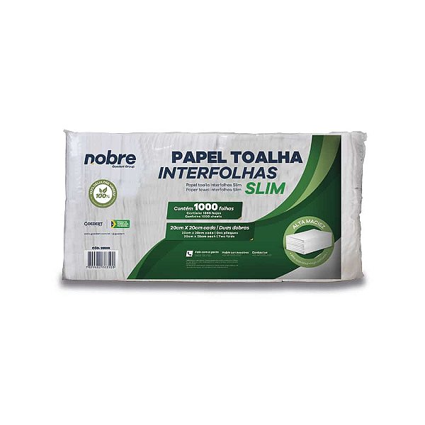 Papel Toalha Interfolha Slim – 20x20cm – c/1000fls. – Nobre