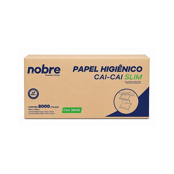 Papel Higiênico Cai Cai (10x20cm) c/8000fls Celulose virgem/F.simples Nobre