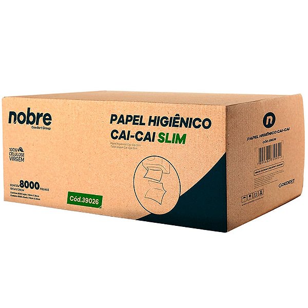 Papel Higiênico Cai Cai – 10x20cm – c/ 8000fls - (celulose virgem/f.simples) - NOBRE