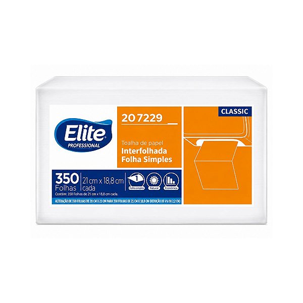 TOALHA DE PAPEL INTERFOLHADO F.SIMPLES ELITE CLASSIC C/ 350 FOLHAS