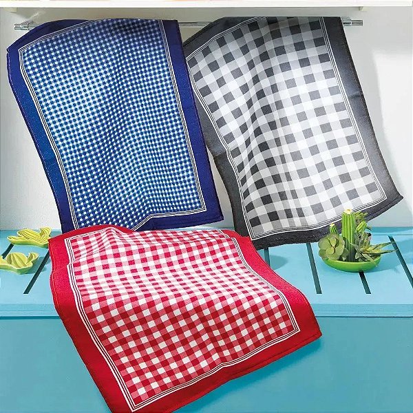Pano de prato felpudo estampado DOHLER 45cm x 65cm - XADREZ 01 - 1UN