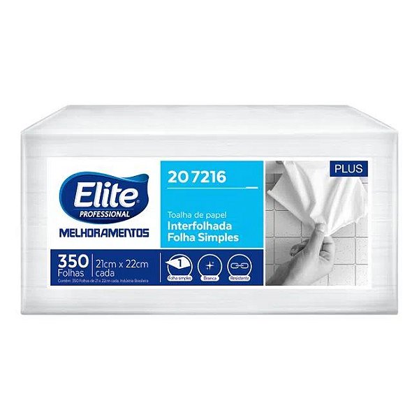 TOALHA INTERFOLHA PLUS FOLHA SIMPLES 350 FOLHAS - ELITE