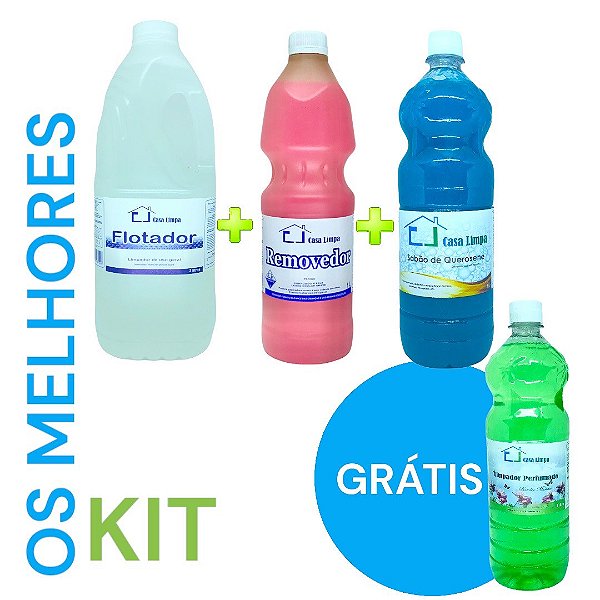 KIT OS MELHORES - FLOTADOR 2L + SABAO DE QUEROSENE 1L + REMOVEDOR ROSA 1L + LIMPADOR BAMBU 1L