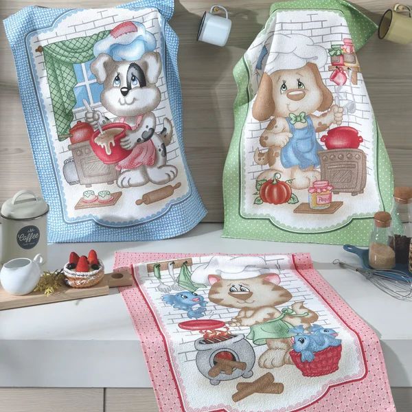 Pano de prato felpudo estampado DOHLER 45cm x 65cm - CHEF PETS - 1un