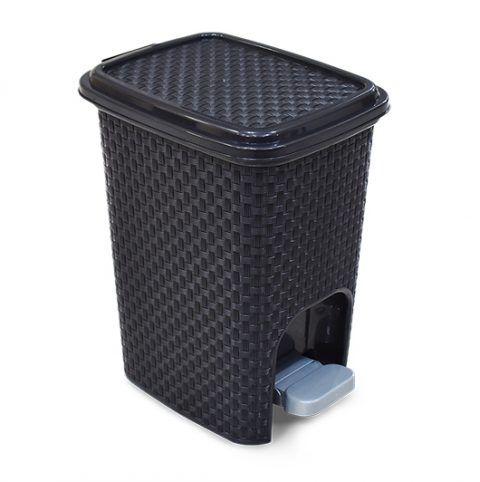 LIXEIRA 7L C/ PEDAL RATTAN PRETA ARQPLAST
