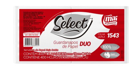 PACOTE GUARDANAPO DE MESA DUO SELECT MILI 500FOLHAS 20X10CM