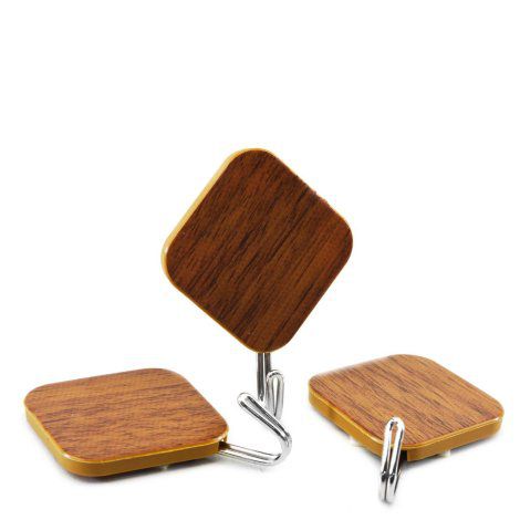 Gancho de Resina 3 Pcs 4,5cm Adesivo Amadeirado Strong