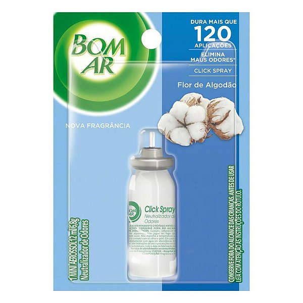 DESODORIZANTE BOM AR CLICK 12ML REFIL FLOR ALGODAO