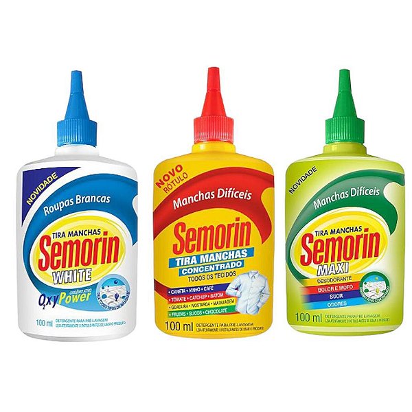 KIT SEMORIN TIRA MANCHAS: TRADICIONAL + MAXI + WHITE 100ML