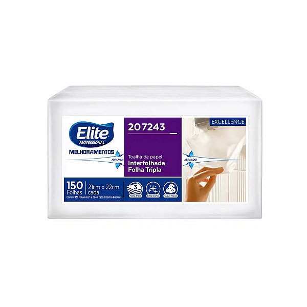 Papel Toalha Interfolhado Elite Folha Tripla Excellence 150 Folhas Softys