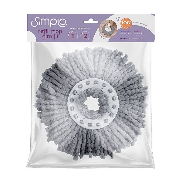 REFIL DE MICROFIBRA PARA MOP GIRO FIT - SIMPLO CINZA