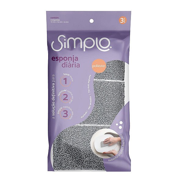 ESPONJA DIARIA DE POLIESTER 3 PECAS - SIMPLO PRATA
