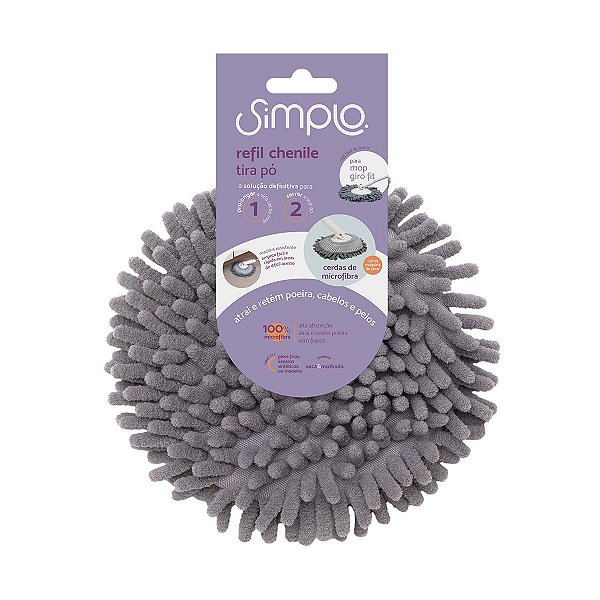 REFIL CHENILE PARA MOP GIRO FIT - SIMPLO CINZA