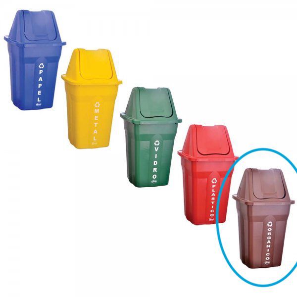 LIXEIRA BASCULANTE COM TAMPA COLETA SELETIVA 60L SANTANA - 1UN - **MARROM***