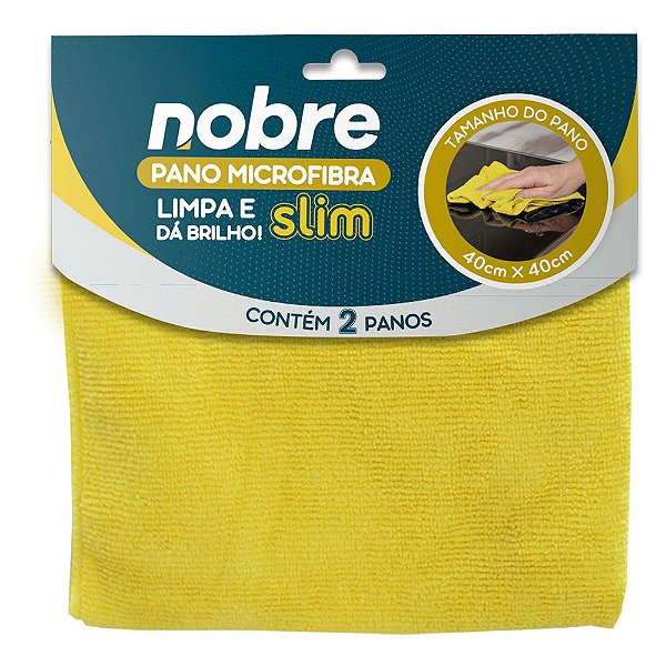 Pano microfibra 40x40cm (pct c/ 2 un) amarelo Slim - Nobre