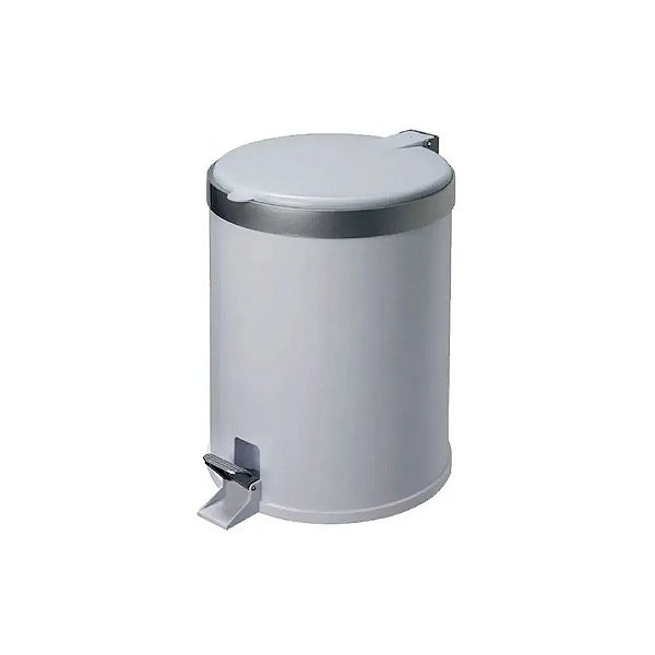 Lixeira com Pedal Branca com Aro Prata - 12 Litros