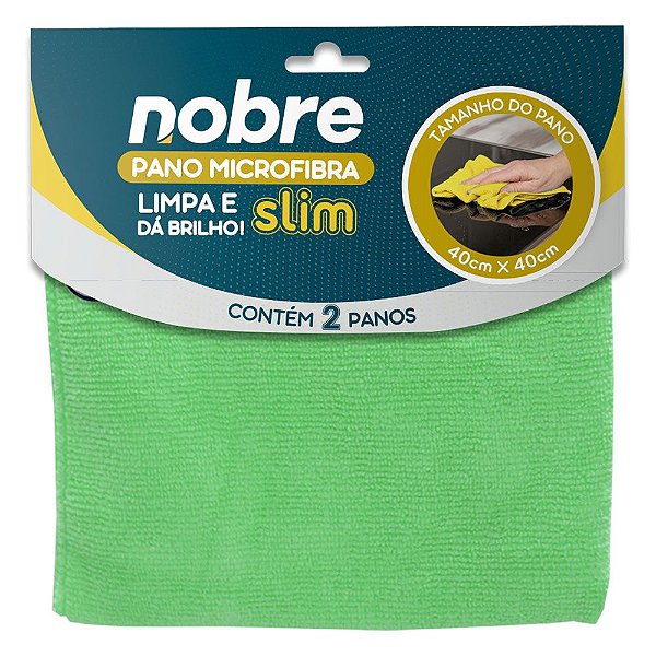 Pano de microfibra 40x40cm ( pacote c/ 2 unid.) verde Slim - Nobre