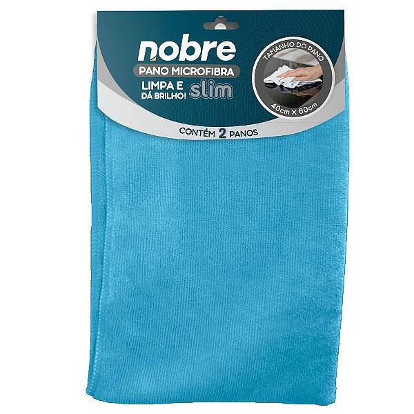 Pano de microfibra 40x60cm ( pacote c/ 2 unid.) azul Slim - Nobre