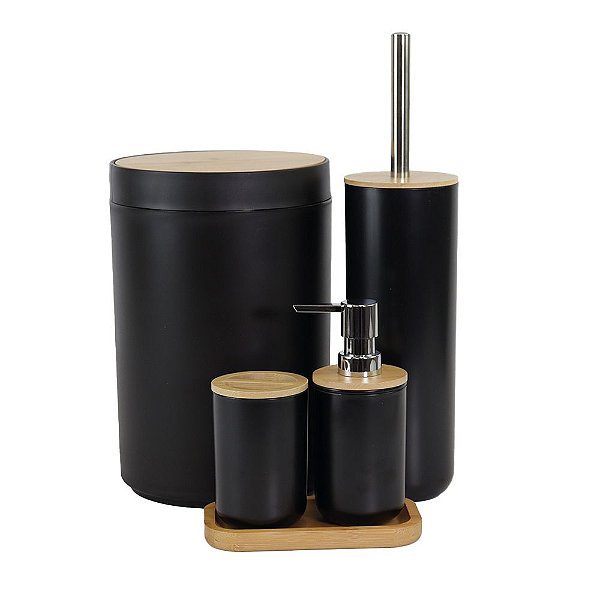 Conjunto p/ banheiro c/5pcs preto Life - Mood
