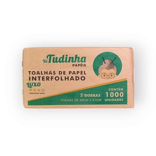 TOALHA DE PAPEL INTERFOLHA 2 DOBRAS EXTRA LUXO 20X21 *1000 FOLHAS* - VO TUDINHA