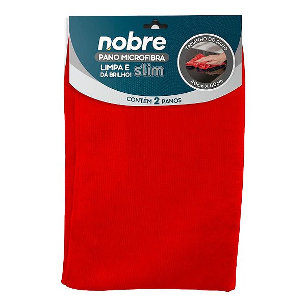 Pano microfibra 40x60cm (pct c/ 2 un) vermelho Slim - Nobre