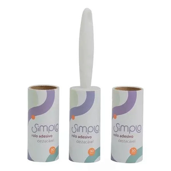 CONJUNTO ROLO ADESIVO 3 PECAS - SIMPLO BRANCO