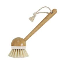 ESCOVA DE LIMPEZA REDONDA COM CABO LONGO DE BAMBU - OIKOS OFF WHITE