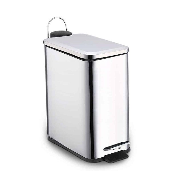 Lixeira inox retangular c/ pedal 5l acetinado - Mood Nobre