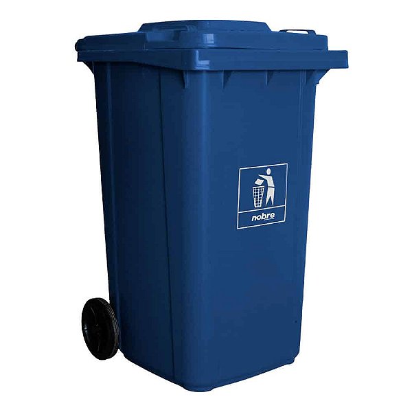 Coletora plastica 240l c/rodas (mod. europeu) azul - Nobre