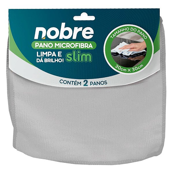 Pano de microfibra 30x30cm ( pacote c/ 2 unid) cinza Slim - Nobre