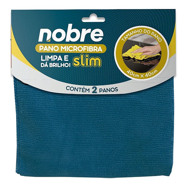 Pano de microfibra 40x40cm ( pacote c/ 2 unid.) azul Slim - Nobre