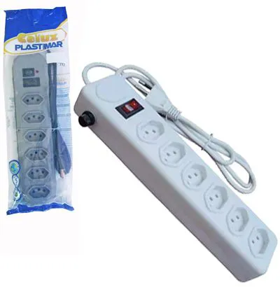 FILTRO DE LINHA EXTENSÃO 1,2 M COM 6 TOMADAS TRIPOLAR BIVOLT PLASTIMAR