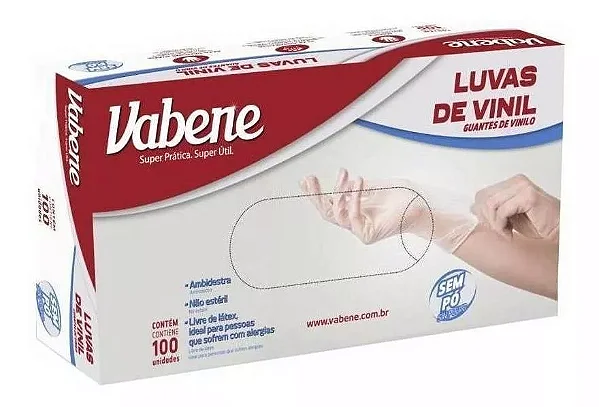 LUVA VINIL PROTECAO INDUSTRIAL S/ PO *M* 100UN VABENE