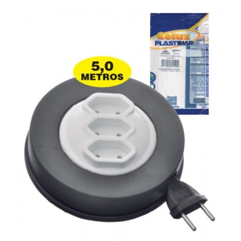 EXTENSAO REDONDA PRATICA 5 MTS PRETO PLASTMAR