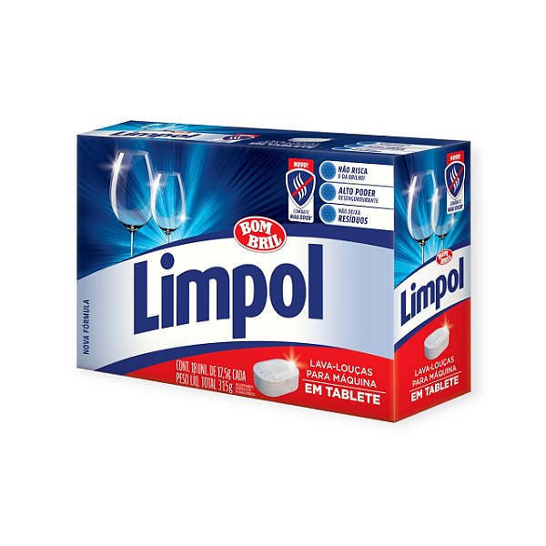 LIMPOL SABAO MAQUINA DE LAVAR LOUCA 18 TABLETES